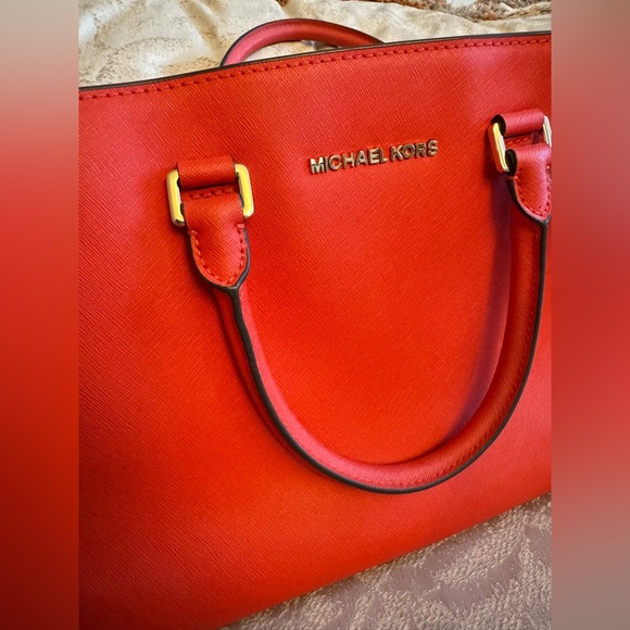 Michael Kors Vibrant Orange Red Satchel - Picture 2 of 9